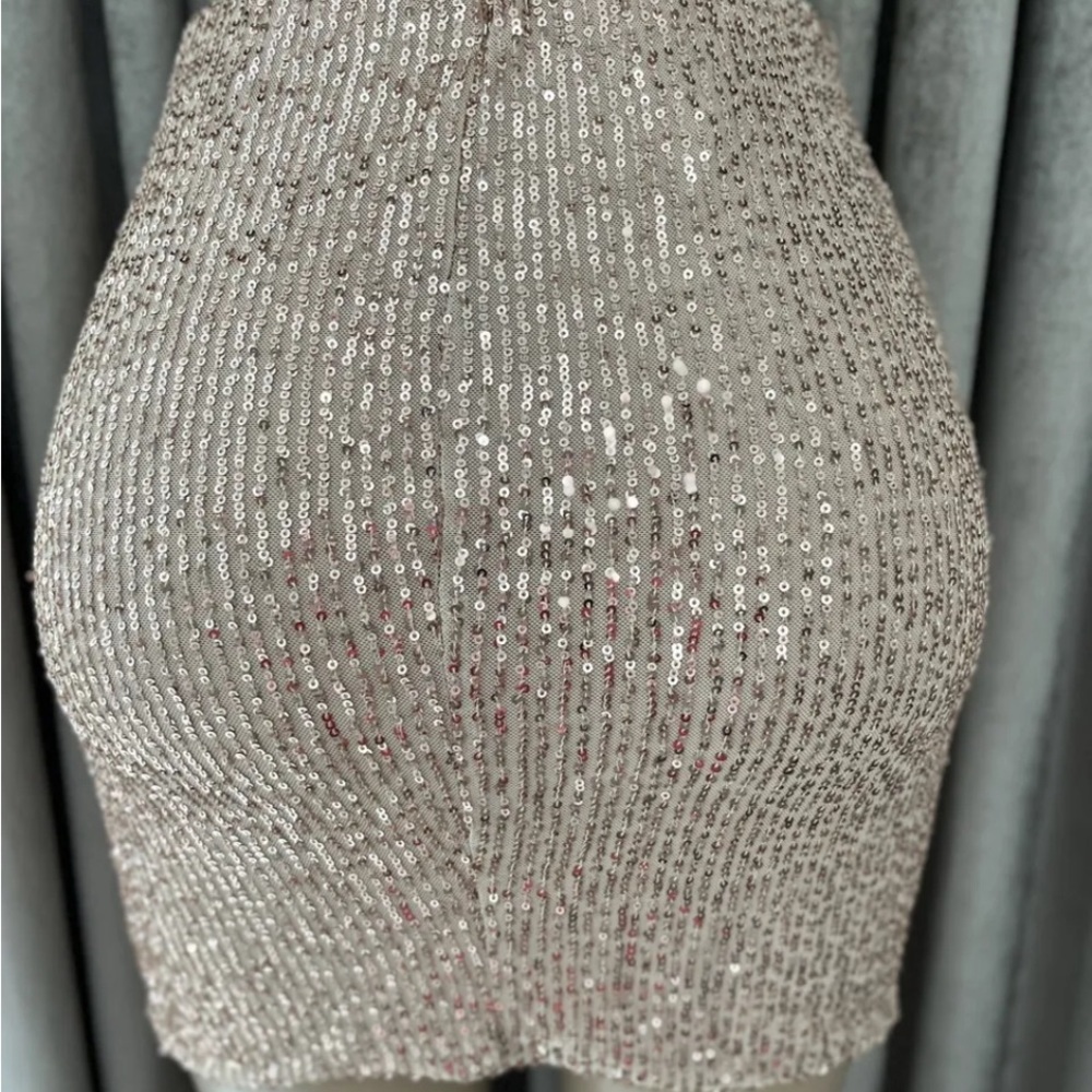 City Studios Juniors' Women's beige Sequined Slit Mini Skirt Size XSmall
